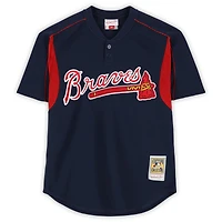 Maillot d'entraînement authentique Mitchell & Ness bleu marine autographié par Chipper Jones des Braves d'Atlanta