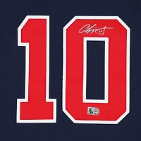 Maillot d'entraînement authentique Mitchell & Ness bleu marine autographié par Chipper Jones des Braves d'Atlanta