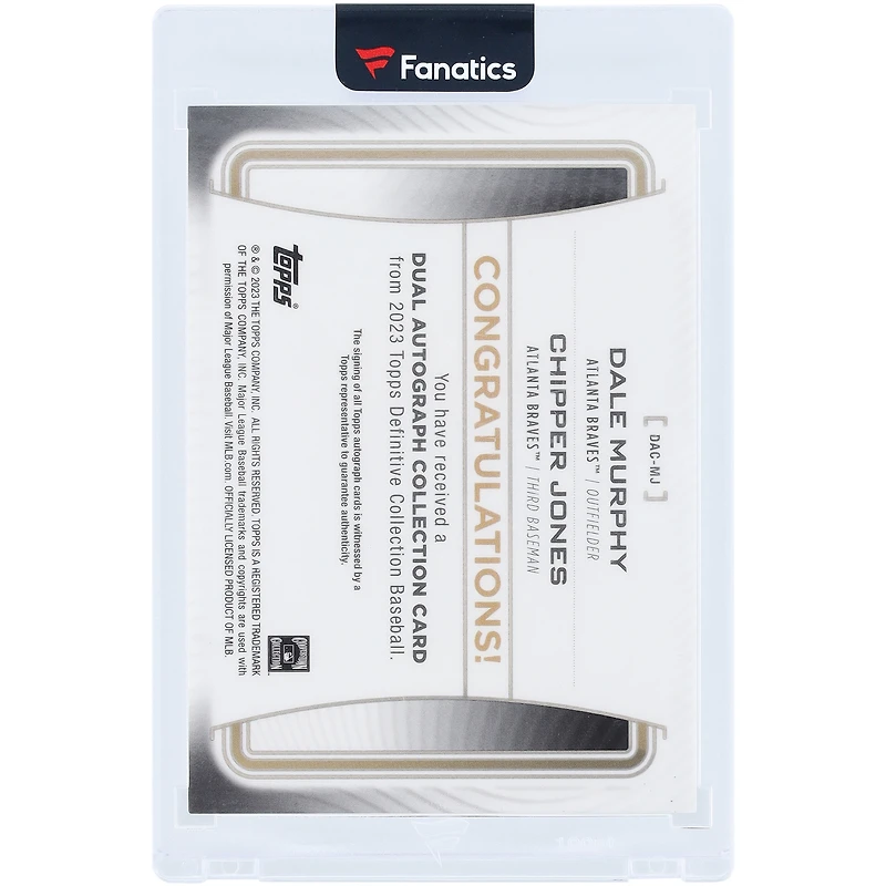 Dale Murphy & Chipper Jones Atlanta Braves Autographed 2023 Topps Definitive Dual Auto #DAC-MJ #30/35 Card