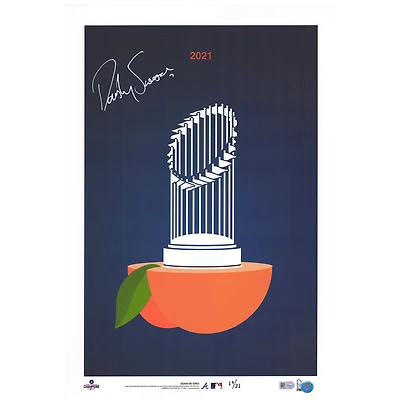 Dansby Swanson Atlanta Braves Autographed 11'' x 14'' Peach Minimalist Print by S. Preston - Limited Edition of 21