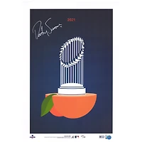 Dansby Swanson Atlanta Braves Autographed 11'' x 14'' Peach Minimalist Print by S. Preston - Limited Edition of 21