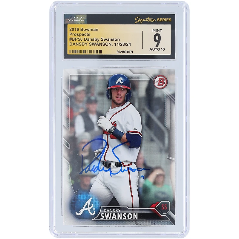 Dansby Swanson Atlanta Braves Autographed 2016 Bowman Prospects #BP50 CGC Fanatics Witnessed Authenticated 9/10 Card