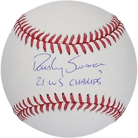 Dansby Swanson, joueur des Braves d'Atlanta, a dédicacé une balle de baseball MLB avec l'inscription « 21 WS Champs »