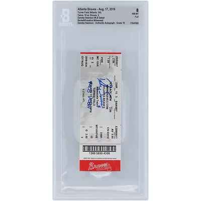 Dansby Swanson Atlanta Braves Autographed MLB Debut Beckett Fanatics Witnessed Authenticated 8/10 Ticket from August 17, 2016 with "MLB Debut" Inscription