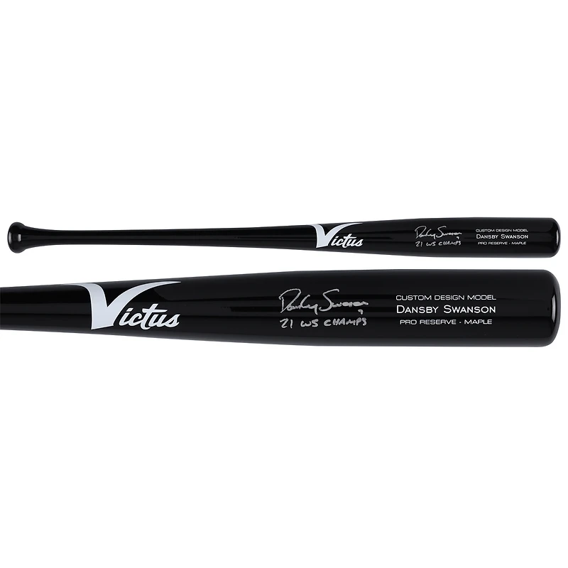 Dansby Swanson Atlanta Braves Autographed Victus Game Model Bat with "21 WS Champs" Inscription