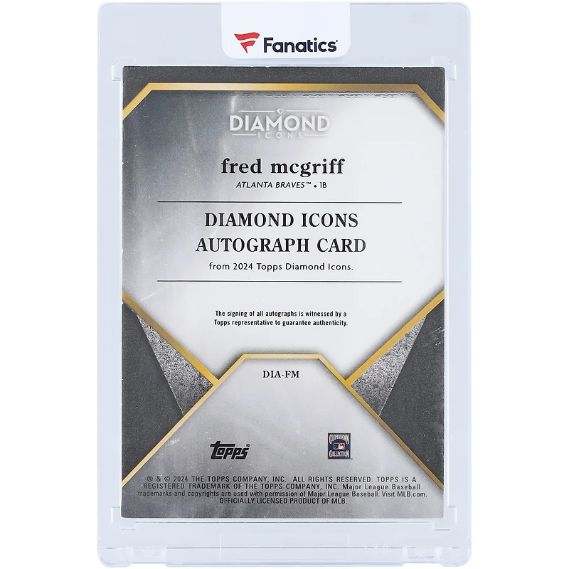 Fred McGriff Atlanta Braves Autographed 2024 Topps Diamond Icons Black #DIA-FM #1/10 Card 