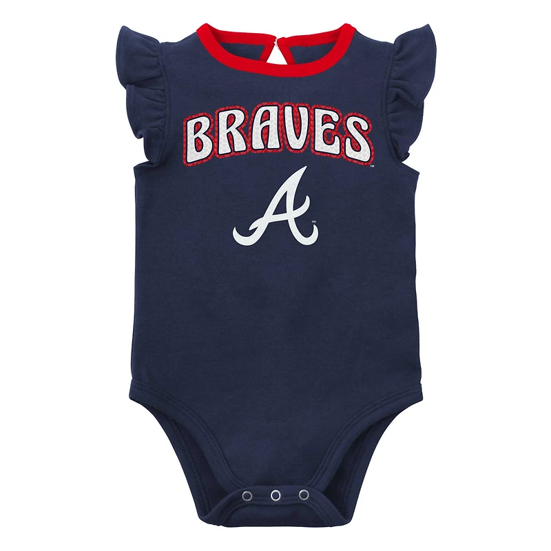 Girls Newborn & Infant Navy/Heather Gray Atlanta Braves Little Fan Two-Pack Bodysuit Set