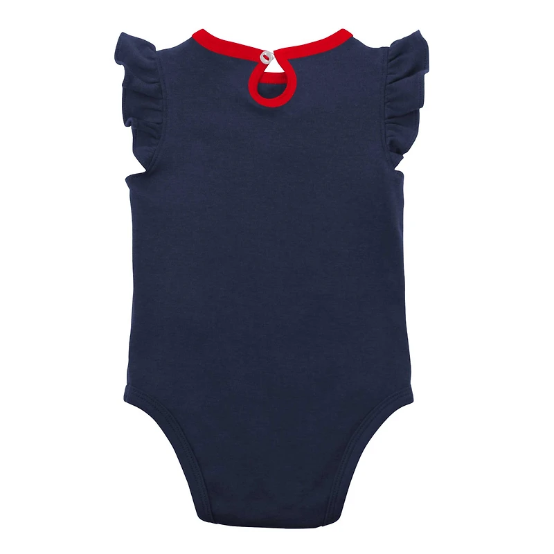 Lot de deux bodys Atlanta Braves Little Fan bleu marine/gris chiné pour nouveau-nés et bébés filles