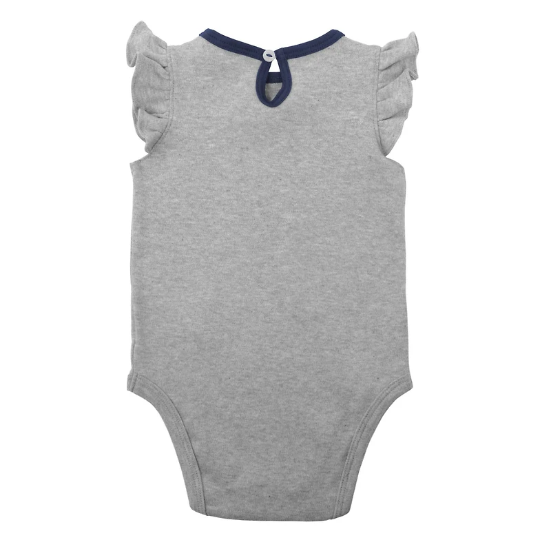 Lot de deux bodys Atlanta Braves Little Fan bleu marine/gris chiné pour nouveau-nés et bébés filles