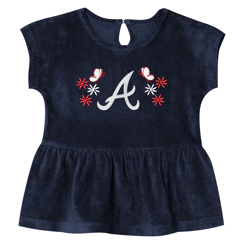 Ensemble T-shirt et short Outerstuff bleu marine Atlanta Braves Hop Base Fashion pour petites filles