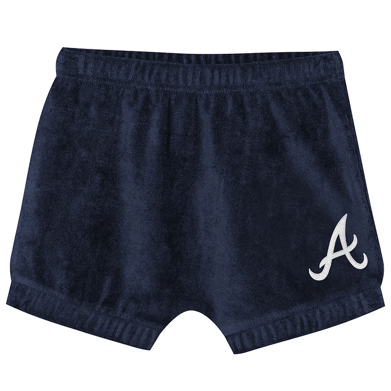 Ensemble T-shirt et short Outerstuff bleu marine Atlanta Braves Hop Base Fashion pour petites filles