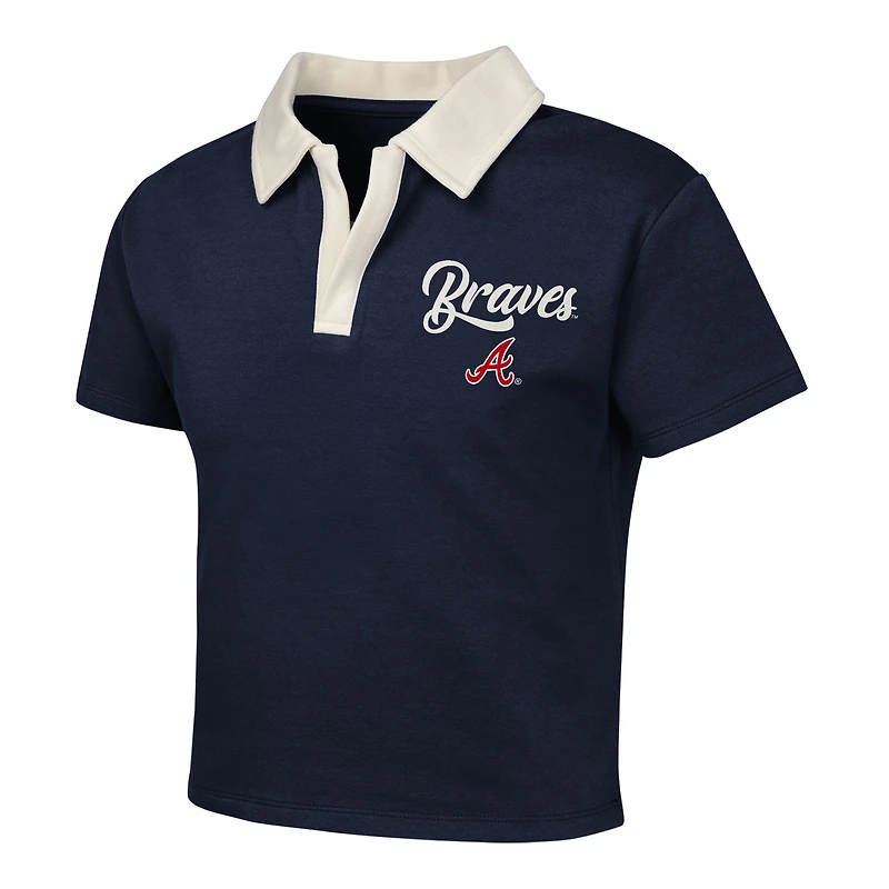 Girls Youth Navy Atlanta Braves Base Trainer Johnny Polo and Skort Set