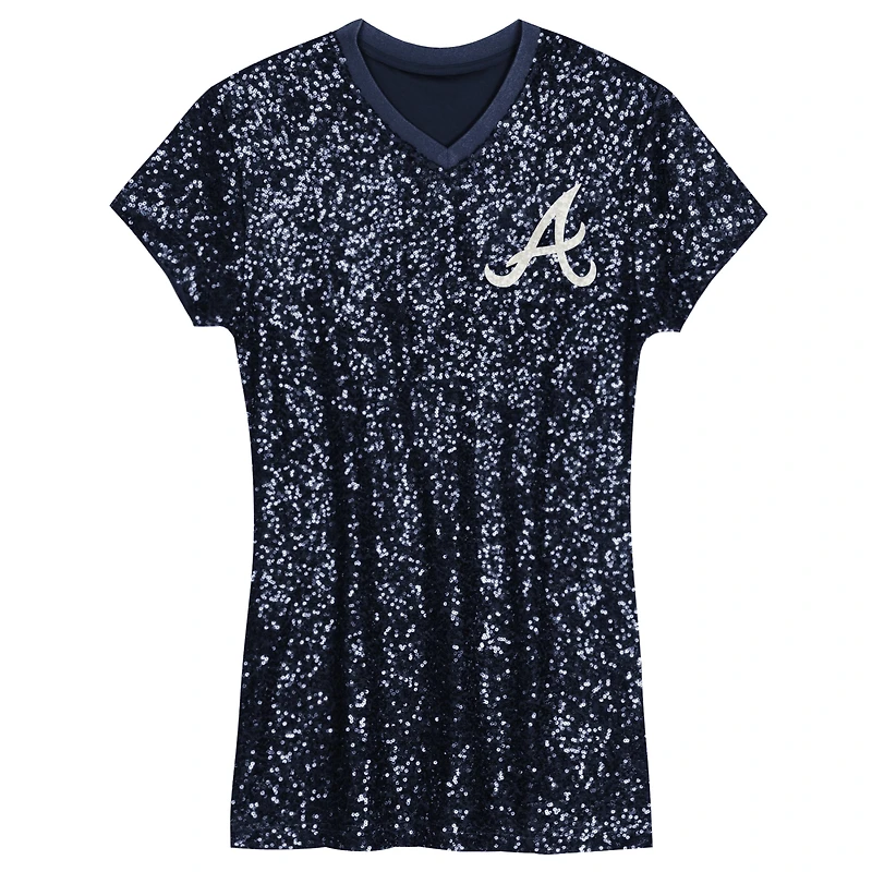 Robe à sequins bleu marine Atlanta Braves pour jeunes filles