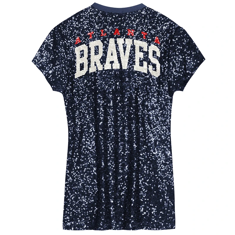 Girls Youth  Navy Atlanta Braves Sequin V-Neck Dress