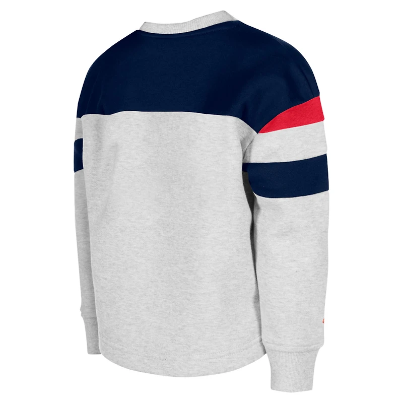 Girls Youth New Era Gray Atlanta Braves Colorblock Pullover Sweatshirt