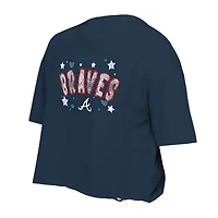 T-shirt d'équipe à paillettes bleu marine Atlanta Braves de New Era pour filles