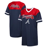 Robe t-shirt à col en V bleu marine Atlanta Braves Big League Cheer pour jeunes filles Outerstuff