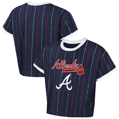 Girls Youth Outerstuff Navy Atlanta Braves Tech Keeper Fashion T-Shirt