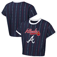 Girls Youth Outerstuff  Navy Atlanta Braves Tech Keeper Fashion T-Shirt