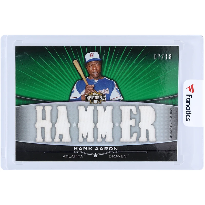 V106832 BRAVES Hank Aaron Atlanta Braves 2011 Topps Triple Threads Multi Game Used Relics #TTFR-10 #7/18 Carte Hank Aaron UNS TPP CARTES À COLLECTIONNER 45846 COLTRC CG01BB0968 #124