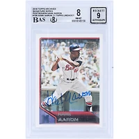 Carte autographiée de Hank Aaron (Atlanta Braves), série Topps Archives Signature 2018, Topps Lineage n° 108, n° 1/1, authentifiée BGS 8/9 - Sous-notes : 8,5, 7,5, 8,5, 9,5