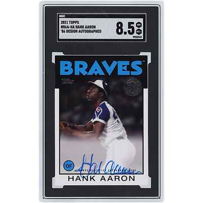 Carte 8,5 authentifiée signée Hank Aaron des Braves d'Atlanta, modèle Topps '86 2021, modèle n° 86A-HA SGC