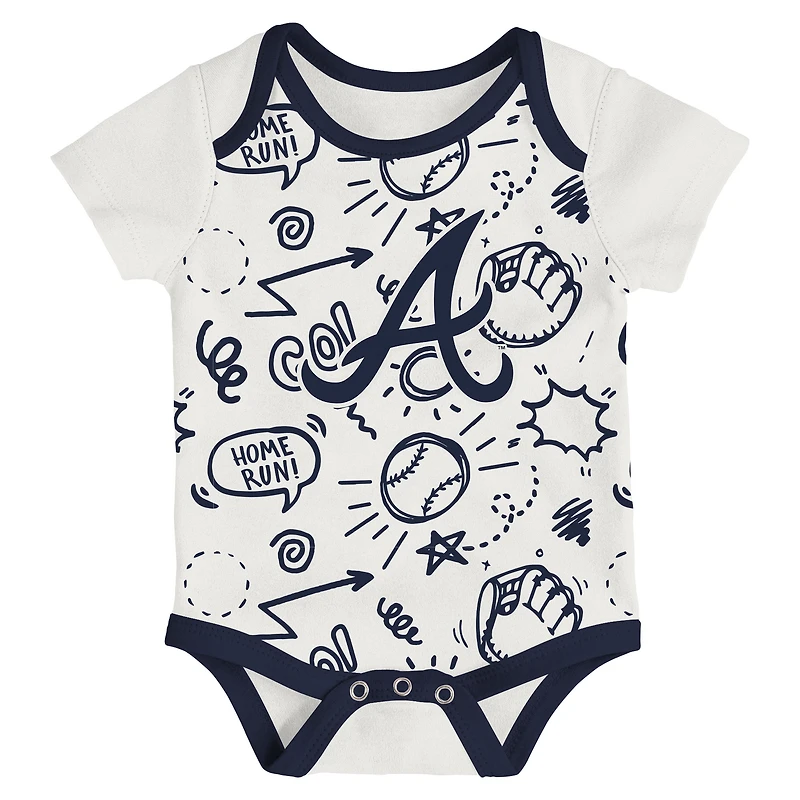 Ensemble de body trois pièces pour bébé et nouveau-né Outerstuff Atlanta Braves All Day Play