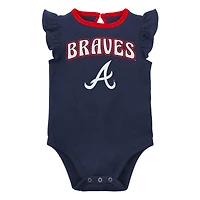 Infant Navy/Heather Gray Atlanta Braves Little Fan Two-Pack Bodysuit Set