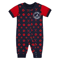 Infant  Navy Atlanta Braves Full-Snap Coverall Bodysuit
