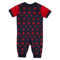 Infant  Navy Atlanta Braves Full-Snap Coverall Bodysuit
