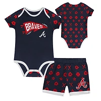 Infant  Navy Atlanta Braves On Deck 2-Piece Diaper Cover Set