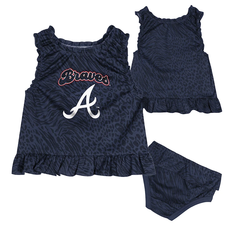 Ensemble robe et bloomer de jeu pour bébé bleu marine des Atlanta Braves