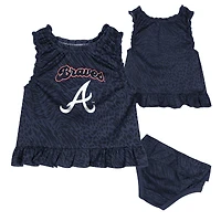 Ensemble robe et bloomer de jeu pour bébé bleu marine des Atlanta Braves