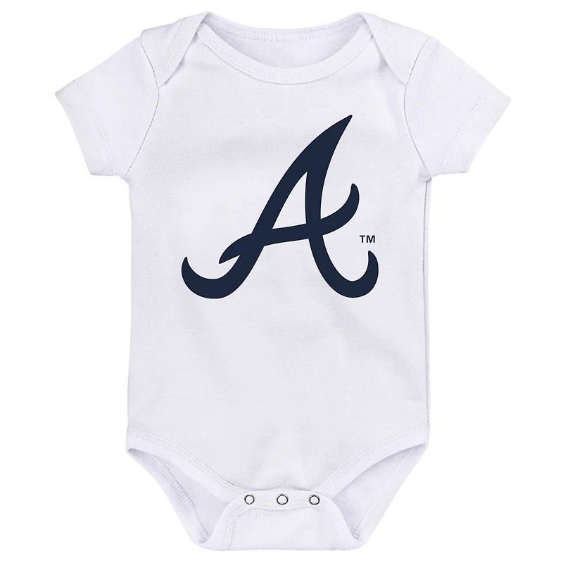 Infant Red/Navy/White Atlanta Braves Minor League Player Three-Pack Bodysuit Set