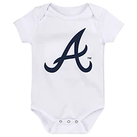Infant Red/Navy/White Atlanta Braves Minor League Player Three-Pack Bodysuit Set