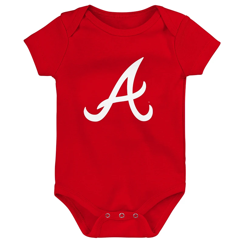 Lot de 3 bodys Atlanta Braves Biggest Little Fan pour bébé rouge/blanc/gris chiné