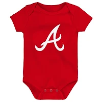Lot de 3 bodys Atlanta Braves Biggest Little Fan pour bébé rouge/blanc/gris chiné