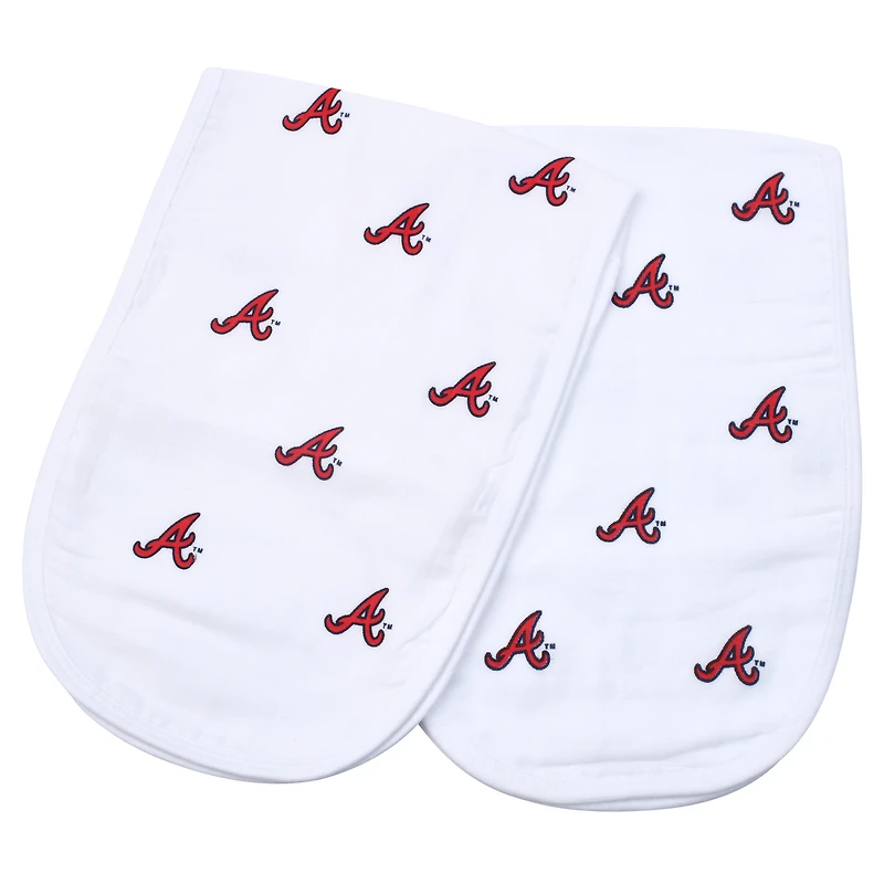 Ensemble de 2 torchons en mousseline pour bébé Three Little Anchors Atlanta Braves