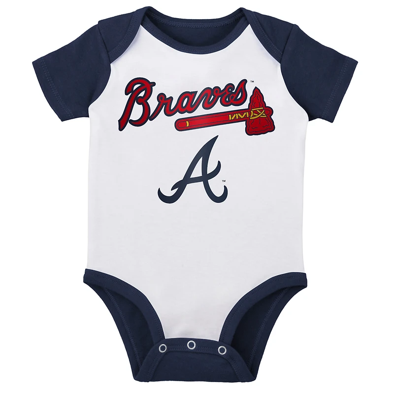 Lot de deux bodys Little Slugger des Atlanta Braves pour bébé, blanc/gris chiné
