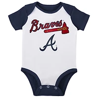 Lot de deux bodys Little Slugger des Atlanta Braves pour bébé, blanc/gris chiné