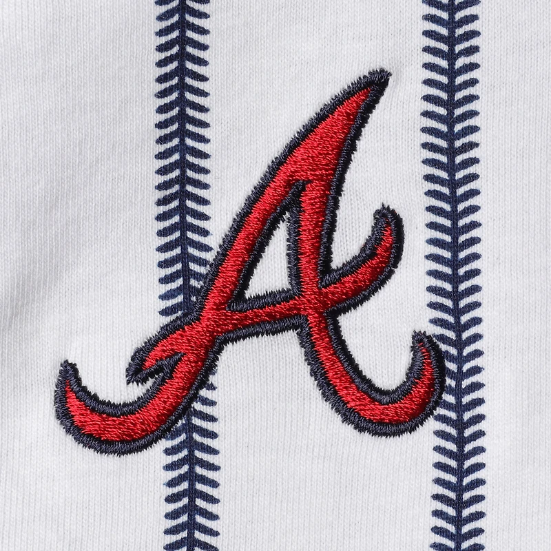 Infant White Atlanta Braves Pinstripe Power Hitter Coverall