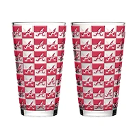 Logo Brands Atlanta Braves Two-Pack Gridiron Stained 16oz. Pint Glass Set