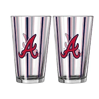 Ensemble de deux verres à bière rayés de 473 ml (16 oz) Logo Brands Atlanta Braves