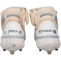 Chaussures Nike blanches et noires dédicacées par Matt Olson des Braves d'Atlanta lors de la saison 2024 de la MLB