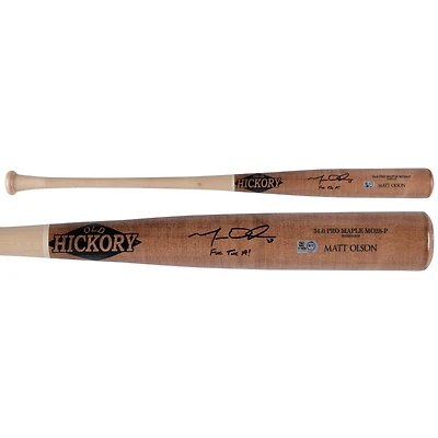 Batte de baseball Old Hickory autographiée par Matt Olson des Braves d'Atlanta avec l'inscription « For The A! »