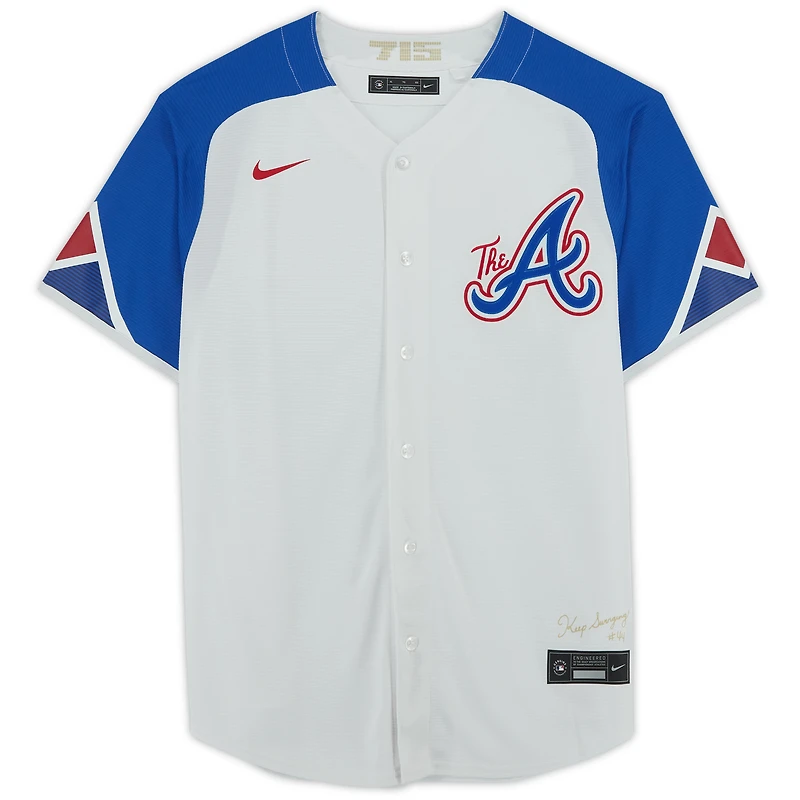 Maillot réplique blanc Nike City Connect autographié par Matt Olson des Braves d'Atlanta