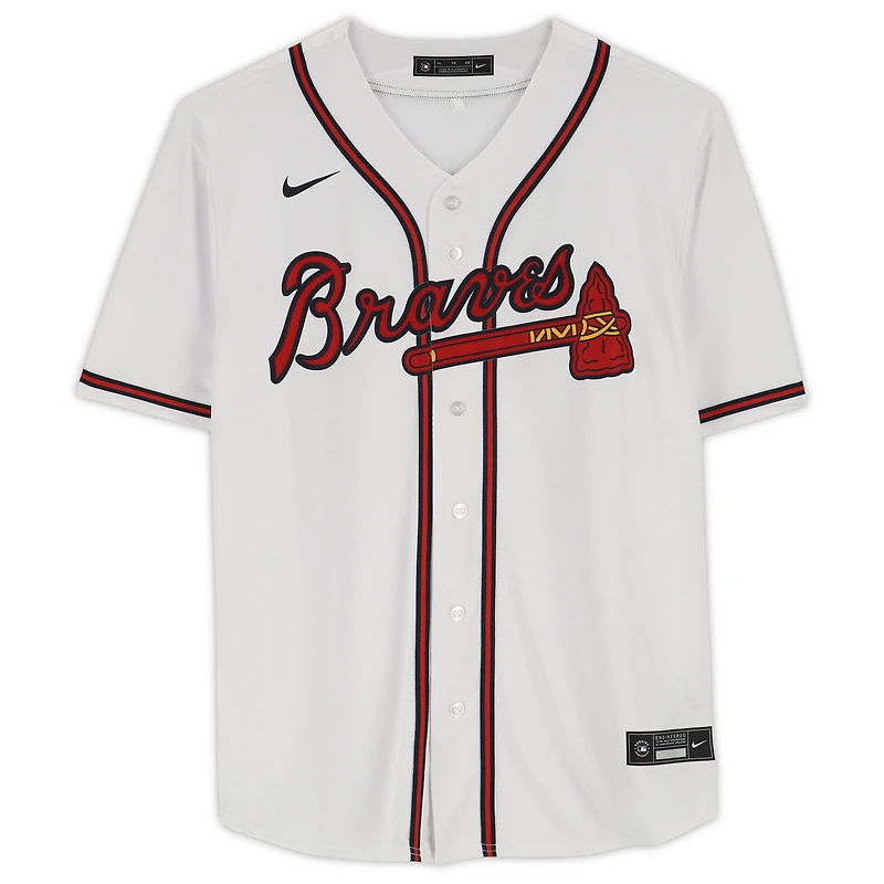 Maillot réplique Nike blanc autographié par Matt Olson des Atlanta Braves avec l'inscription « For The A! »