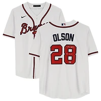 Maillot réplique blanc Nike autographié par Matt Olson des Braves d'Atlanta avec inscription « Pour les Braves ! »