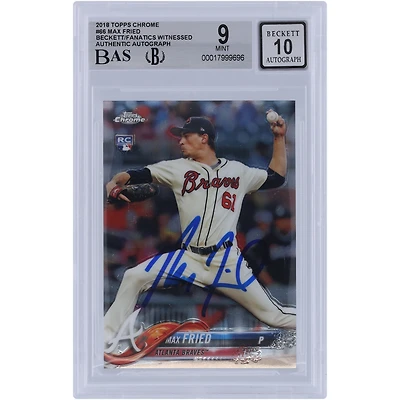 Carte de recrue 9/10 autographiée par Max Fried des Braves d'Atlanta Topps Chrome n° 66 Beckett 2018, vue par des fanatiques