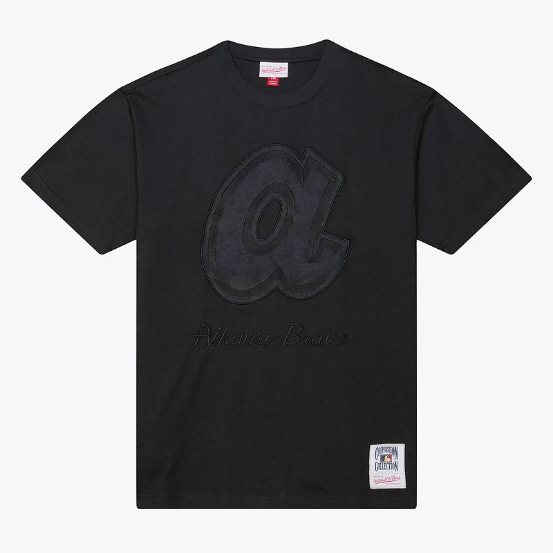Men Mitchell & Ness Black Atlanta Braves Cooperstown Collection Phantom T-Shirt